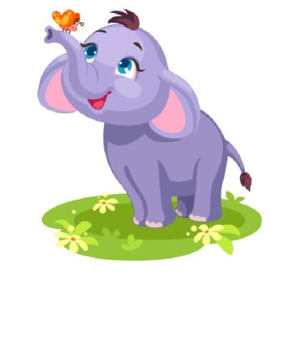 Bebe elefante y mariposa