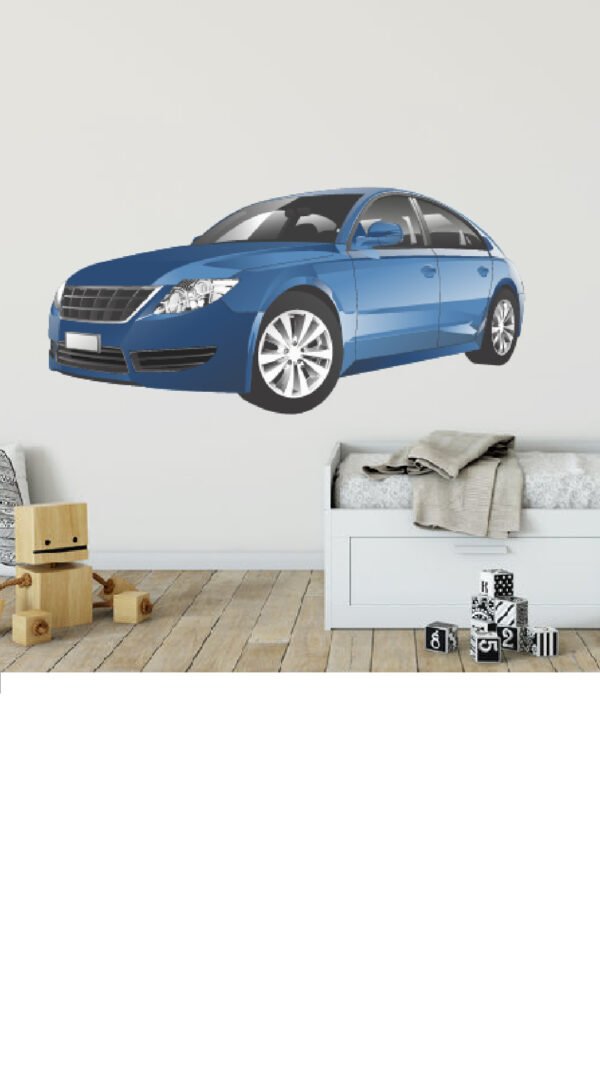 coche azul habitacion Coche azul vinilo para pared