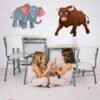 Elefante-y-bufalo--en-pared-de-comedor Animales salvajes conjunto